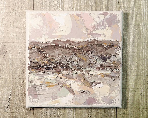 心象風景　アクリル画　キャンバス　18×18㎝　texture-art　｢夕暮れ山並｣ 1枚目の画像