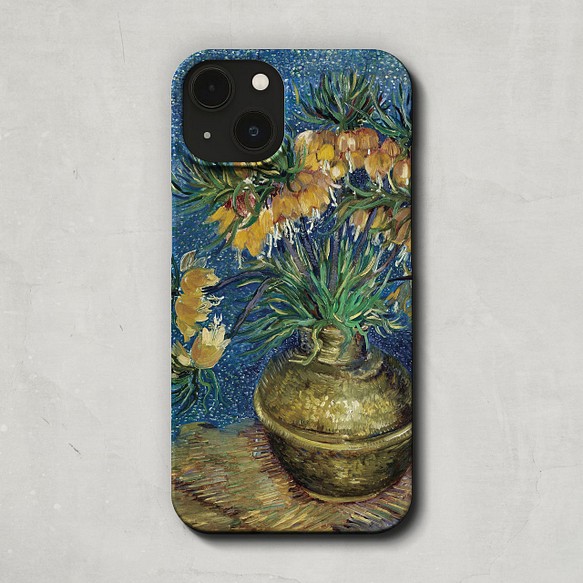 スマホケース / フィンセント・ファン・ゴッホ「 銅の花瓶のアミガサユリ」 iPhone 全機種対応 ゴッホ 絵画 1枚目の画像