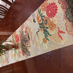 豪華刺繍の袋帯で作った正絹テーブルランナー 帯リメイク1683 配膳用品 