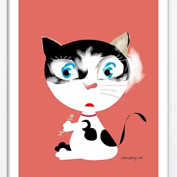 いたずらなネコ　ネコ　かわいい　イラスト　アート  アートポスター　ポスター  A4　全作品定評品質917 1枚目の画像