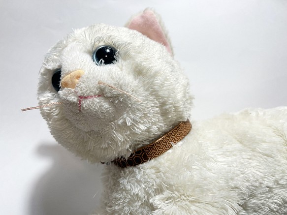 猫の和柄（毘沙門亀甲）レザーセーフティ首輪 WAGARA Leather cat collar 1枚目の画像