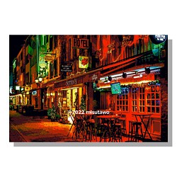 【選べる3枚組ポストカード】ドイツ フンスリュッケン通りの夜【作品No.441】 1枚目の画像