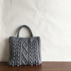 Winter Gray＊アラン模様のニットバッグ