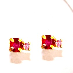 - lovely - Ruby & Pink Sapphire Earrings/Pierce 1枚目の画像