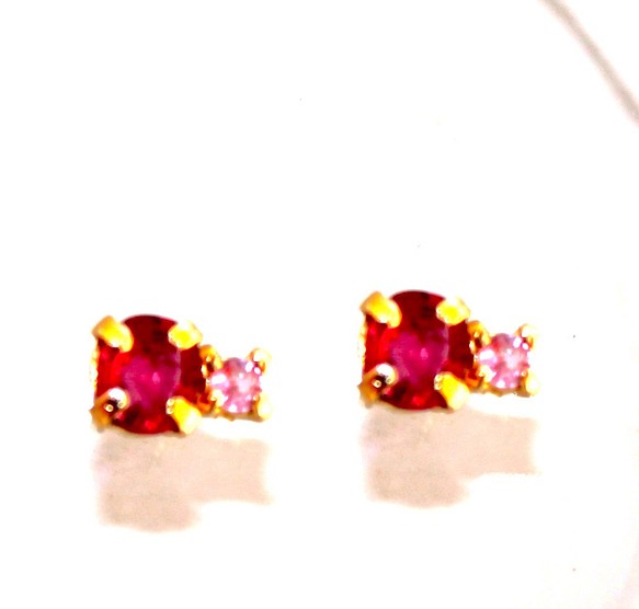 - lovely - Ruby & Pink Sapphire Earrings/Pierce 1枚目の画像