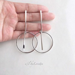 Metal stick hoop pierce(Silver) 1枚目の画像