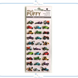 EJ99 Paper House PUFFY ステッカー mini cars 車 乗り物 デザイン ぷっくりシール 1枚目の画像
