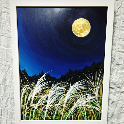 熱い販売 油絵 ccorca.org 絵画 絵画【夜空の月】 【十五夜の黄金の月