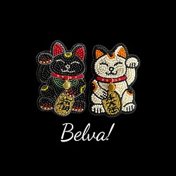 ビーズ刺繍ブローチ　- 招き猫　- 1枚目の画像