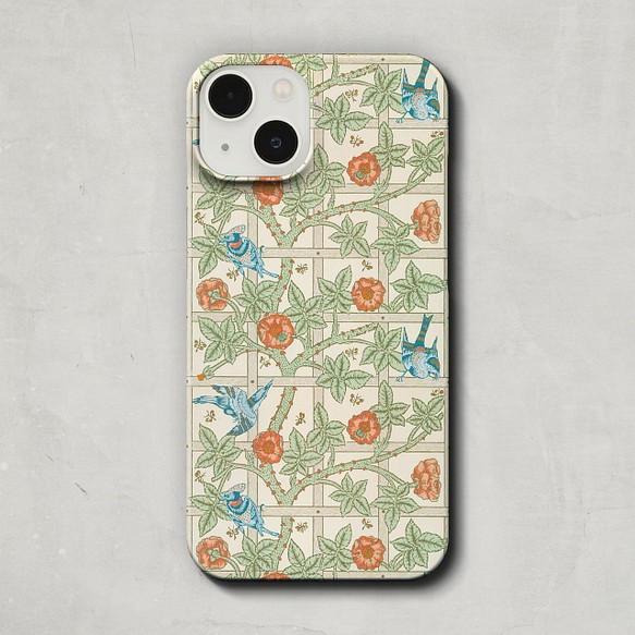 スマホケース / ウィリアム・モリス「トレリス」 iPhone 全機種対応 モリス 格子垣 動物 花 柄 北欧 レトロ 1枚目の画像