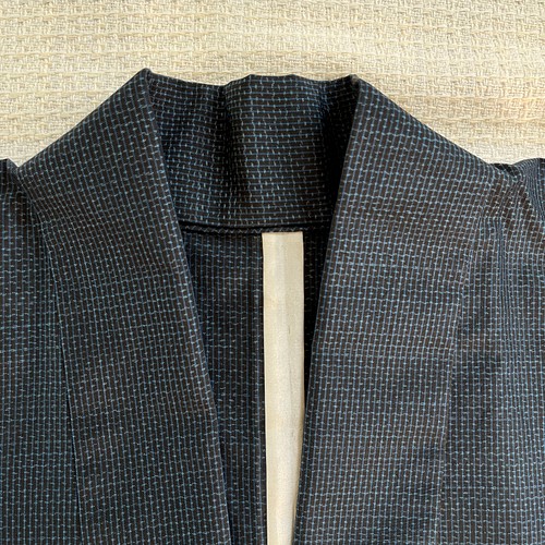 奄美大島紬 男性用 作務衣 上着 亀甲柄 未使用反物仕立て 商標有 着物 
