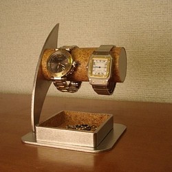 クリスマス　Christmas　名入れ　刻印　ラッピング　腕時計スタンド　丸パイプ2本掛け腕時計スタンド　男性用 1枚目の画像