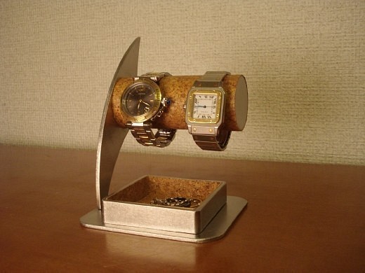 クリスマス　Christmas　名入れ　刻印　ラッピング　腕時計スタンド　丸パイプ2本掛け腕時計スタンド　男性用 1枚目の画像