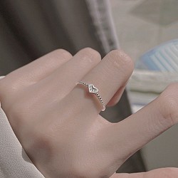 ￼ファッション シンプル ハート型 天然石 シルバー 指輪 指輪 1枚目の画像