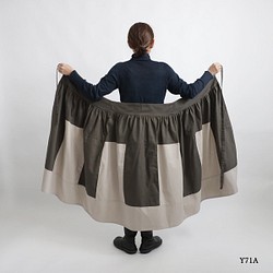 ＊ラスト１　最終ＳＡＬＥ　巻き巻く愉快なパッチワーク　巻きスカート　ポケット付　コットンチノFreeフリーサイズY71A 1枚目の画像
