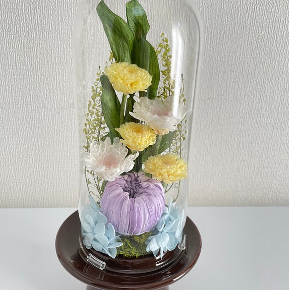 現品お買上げ頂けます。プリザーブドフラワー高さ24cm小さな可愛い仏花