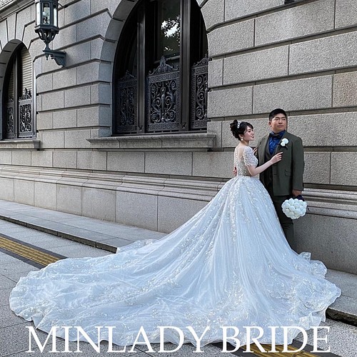 韓国風 ウェディングドレス ゴージャス キラキラ ドレス MINLADY BRIDE