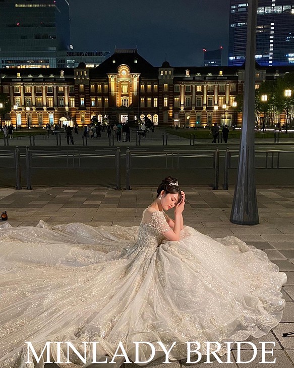 韓国風 ウェディングドレス ゴージャス キラキラ ドレス MINLADY BRIDE