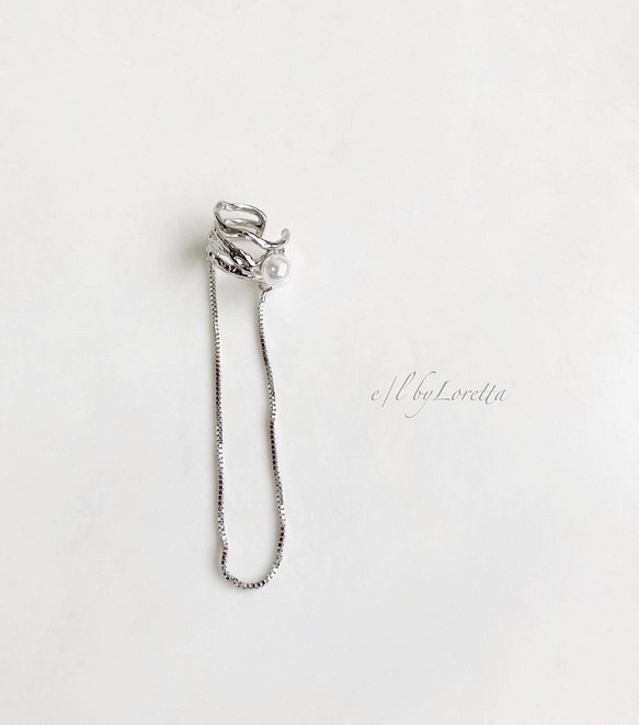 Silver chain × pearl ear cuff 1枚目の画像