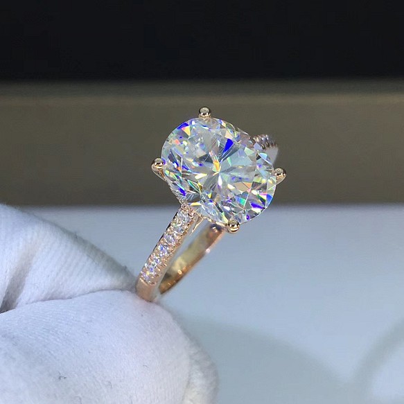newデザイン】輝くモアサナイト ダイヤモンド リング K18PG 指輪