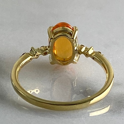 天然ファイヤーオパール0.967ct K18リング メキシコ オパール 指輪