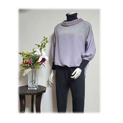 72復古領純絲和服套頭衫（紫/綠漸變） 第1張的照片