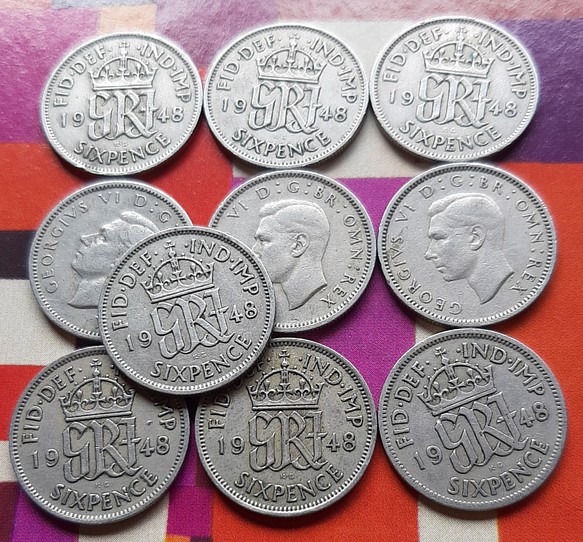 幸せのシックスペンス イギリス 6ペンス コイン 1948年\n286枚セット