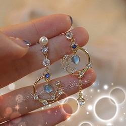 三日月ビジュードロップピアス＊*。パール*♡インポート ピアス