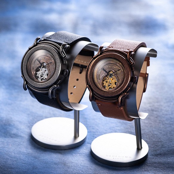 「宇宙羅針盤」日本製スケルトン機械式時計／手作り時計／文字盤2色／ベルトカラー6色 1枚目の画像