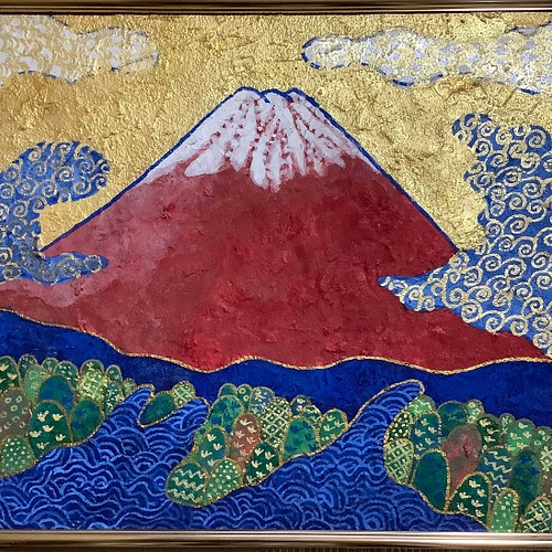 赤富士 日本画 P15号 「Akafuji」 Nihonga P15 絵画 石井里枝 通販 