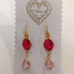 babypinkdrop princess pierced earrings(K18GF) rubyred 1枚目の画像