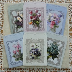 アンティークな花々のギフト袋（封筒）６種セット　（ポチ袋サイズ） 1枚目の画像