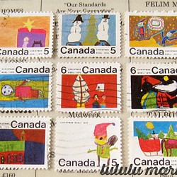 外国切手（カナダ）'70クリスマス児童画 9枚　po-183 1枚目の画像