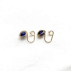 片耳分 Lapis lazuli ear clips ラピスラズリイヤリング/イヤークリップ 14kgf 1枚目の画像