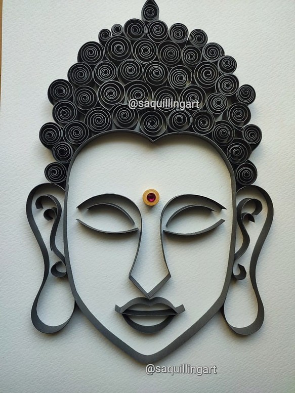 手作りクイリングブッダ/Handmade Quilling Buddha Frame その他アート