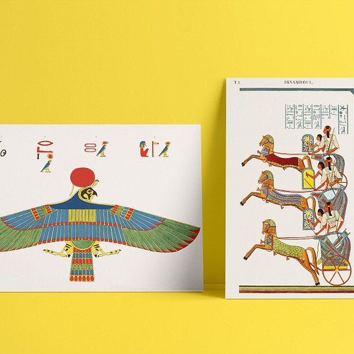 【NO.420】エジプトの壁画アートポスター☆中東歴史カラフルお洒落エキゾチック