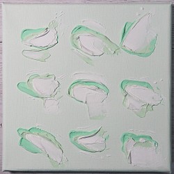 抽象画　アクリル画　キャンバス　18×18㎝　texture　｢Colors-ミントグリーン｣ 1枚目の画像