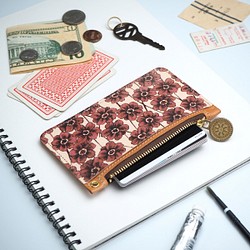 スリム フラグメントケース（チョコレートコスモス）カード コイン パス ケース ミニ財布 1枚目の画像