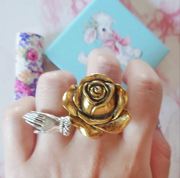 ♡ R 9003⌇大振り ゴールド バラ 薔薇 リング 量産型 地雷 指輪