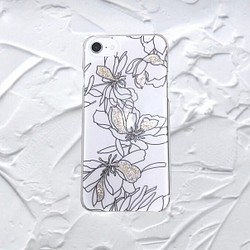 flower  ラメ ライン アート iphone android スマホ ケース【全機種対応】【送料無料】 1枚目の画像