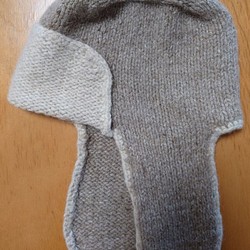 【即納】トラッパーハットイヤーフラップニット帽 男女兼用手編み暖かいウール100%のアルパカツイード 1枚目の画像