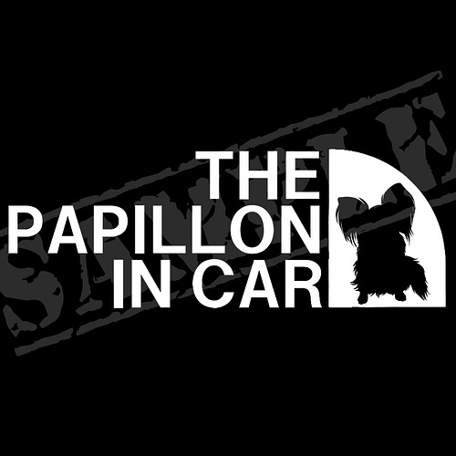 THE PAPILLON IN CAR ステッカー（パピヨン・正面姿） 6cm×17cm シール