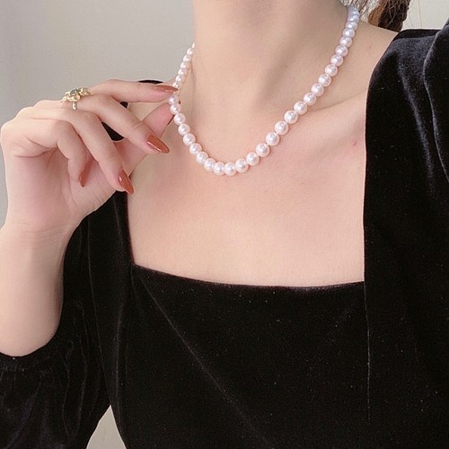 高級】淡水真珠 一連ネックレスs925 - ネックレス