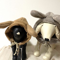 ❤︎犬用❤︎ バラクラバ風　ウサギさん帽子　L グレー 1枚目の画像