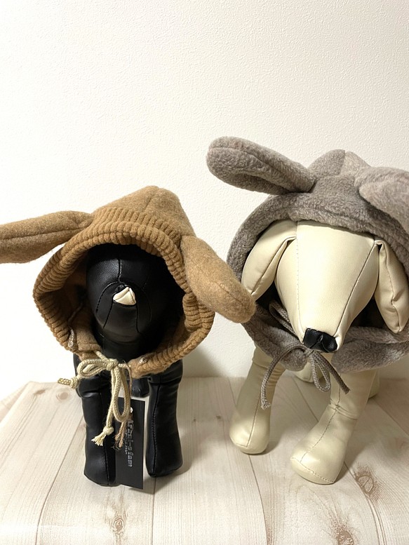 ❤︎犬用❤︎ バラクラバ風　ウサギさん帽子　L グレー 1枚目の画像