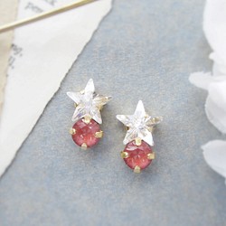 Star bijou earring／pierce（クリスタル＊マルーンイグナイト）*4030* 1枚目の画像