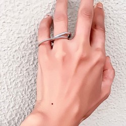 リング シルバー メタル ツーフィンガー 変形 ダブル フープ リング 指輪【指輪・リング】【Creema】