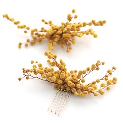 ミモザのヘアアクセサリー[ybe gold] ２個セット 1枚目の画像
