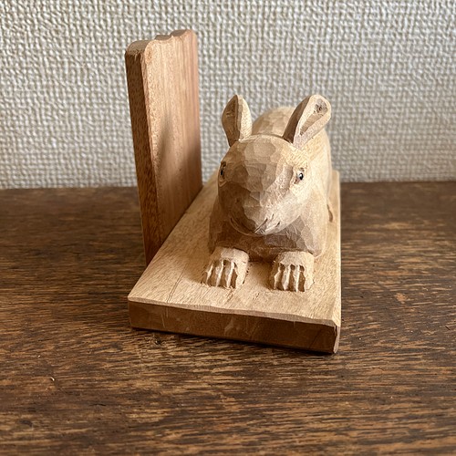 うさぎの彫刻 来年の干支卯年 兎 置物 木彫り手彫り ウサギ 2023坪井