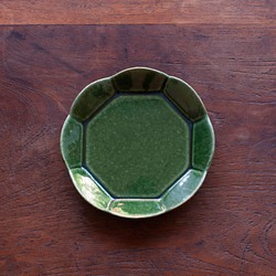 花中皿　緑色（織部） 1枚目の画像